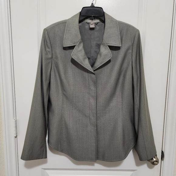 Ellen Tracy Women's 14 Gray Wool Silk Blend Lined Blazer Missing Belt Elegant - Picture 1 of 9
